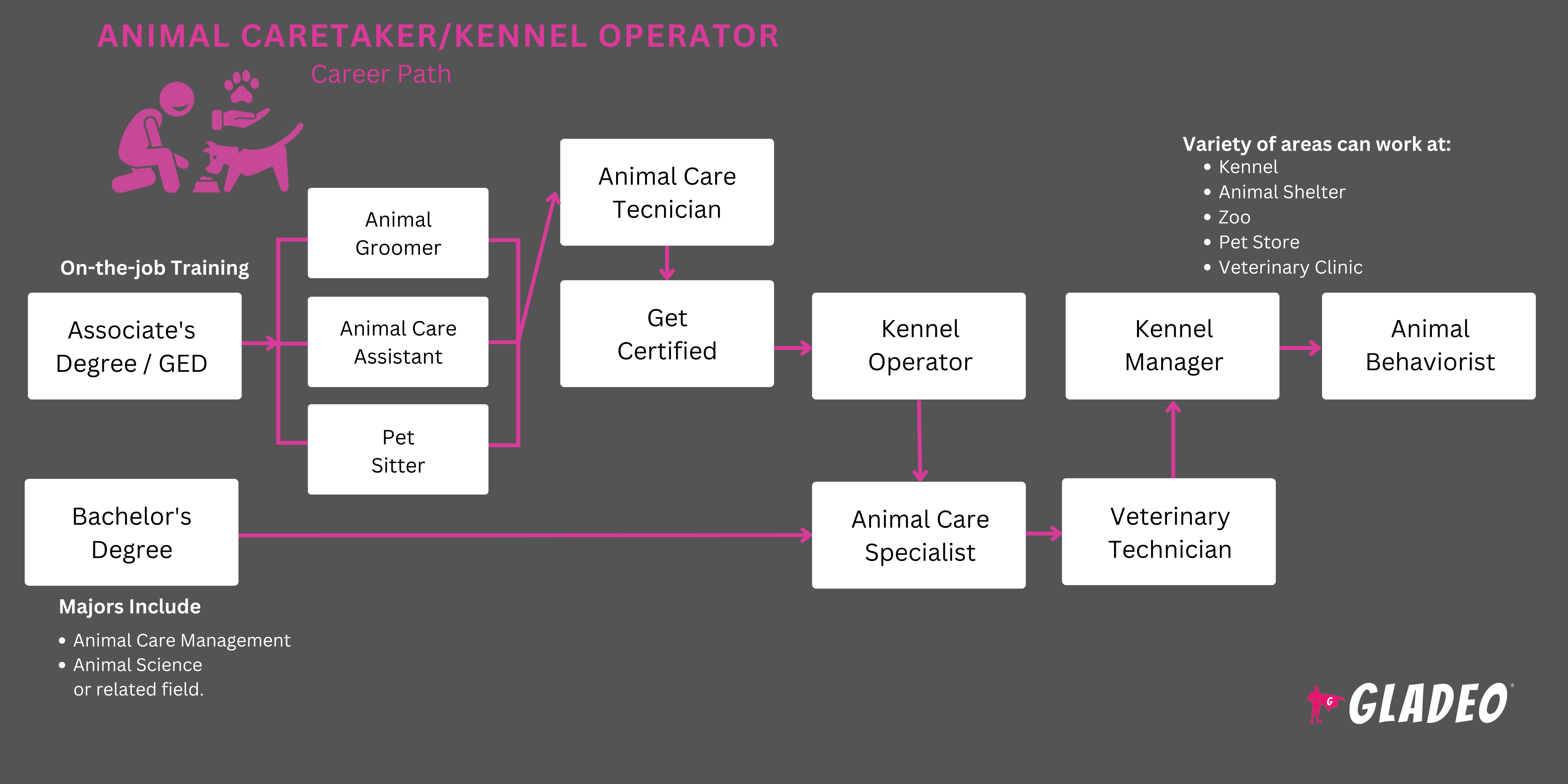 动物看护员/狗舍操作员路线图